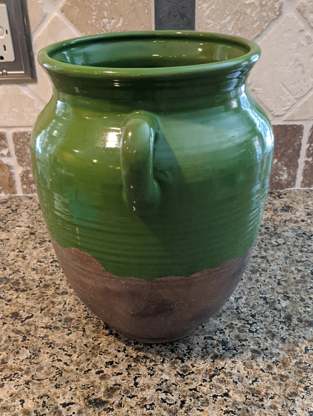 Southern Living at Home Olive Jar Du Mar Olive Green & Sandstone Glazed Pottery